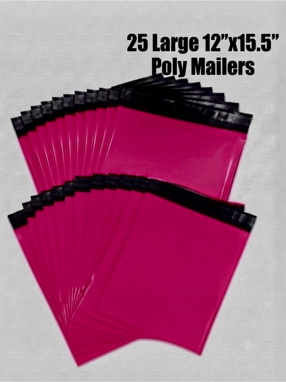225PC Bundle:25 Large Poly Mailers, 25 Large Cello Bags, 25 Cards & 150 Stickers - Picture 2 of 8